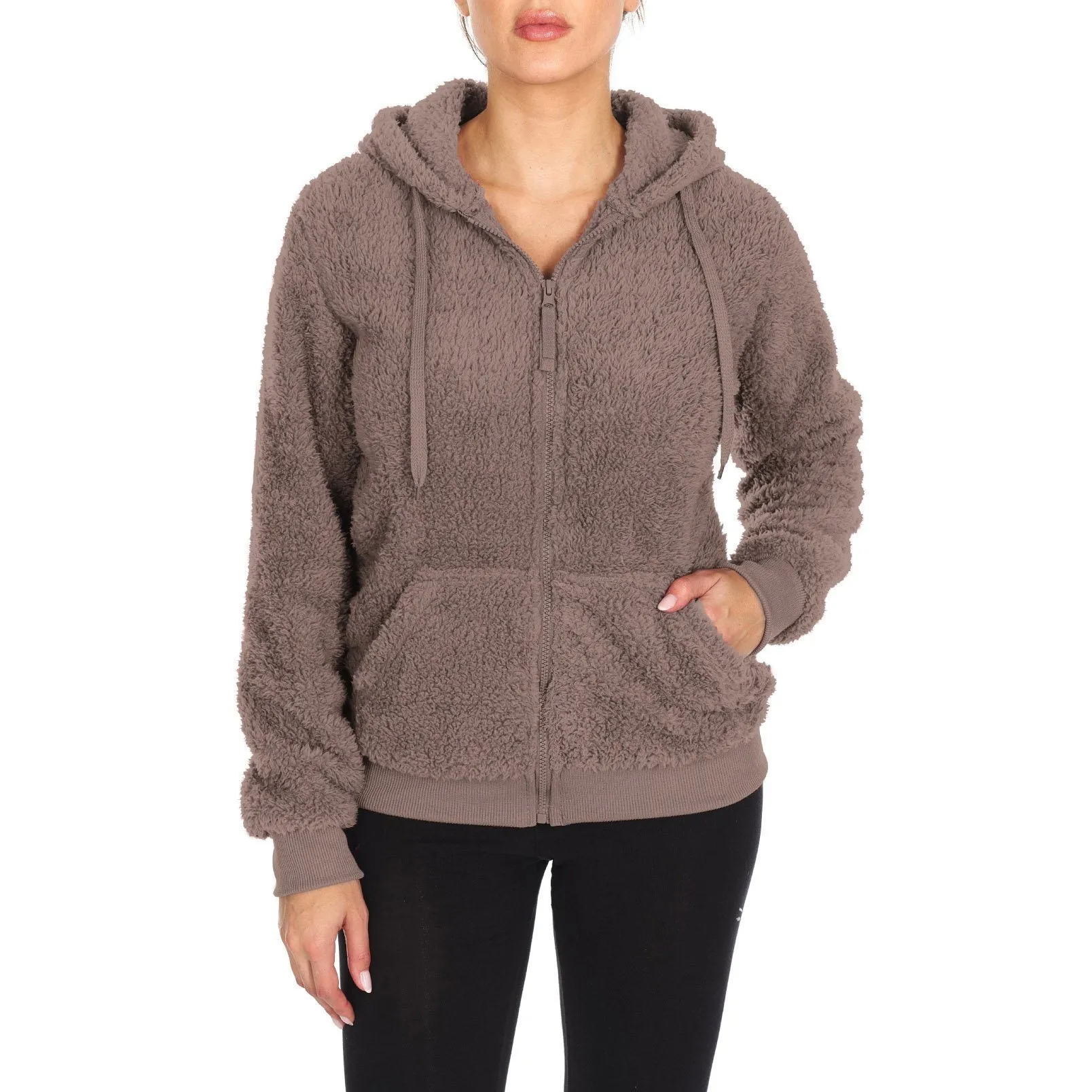 Women's Inner and Outer Sherpa Hoodie Sweatshirt Jacket