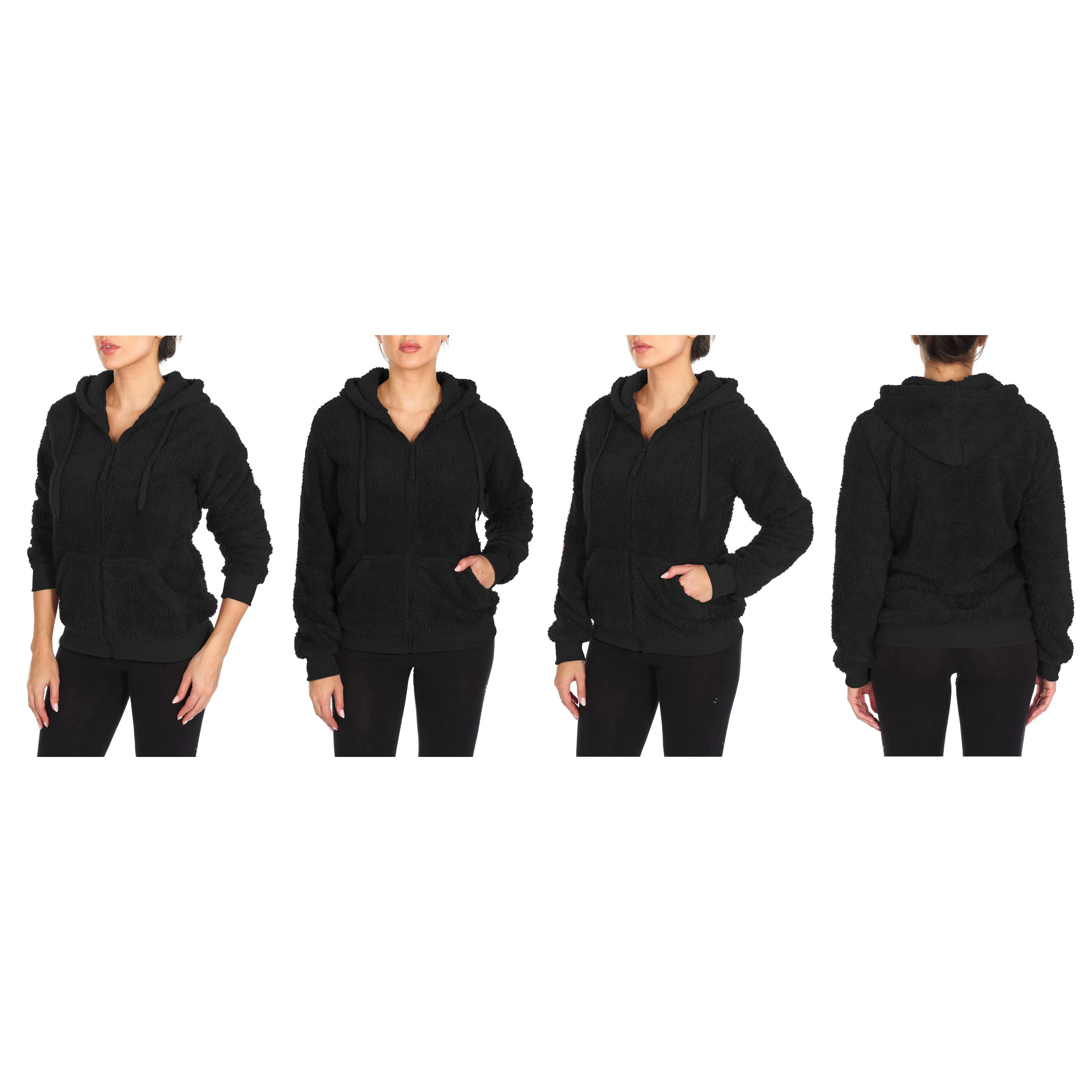 Women's Inner and Outer Sherpa Hoodie Sweatshirt Jacket