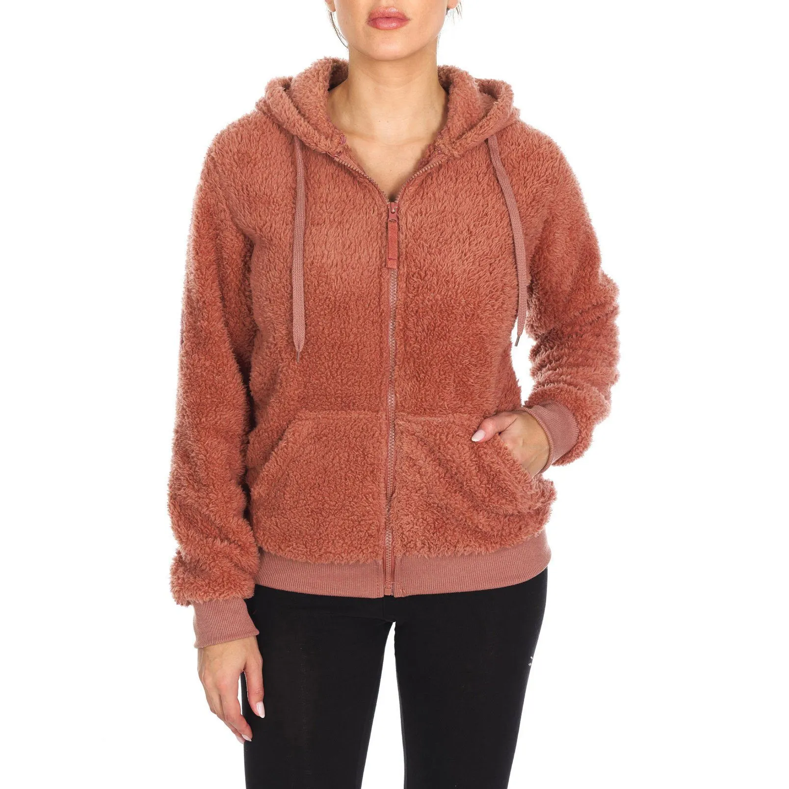 Women's Inner and Outer Sherpa Hoodie Sweatshirt Jacket