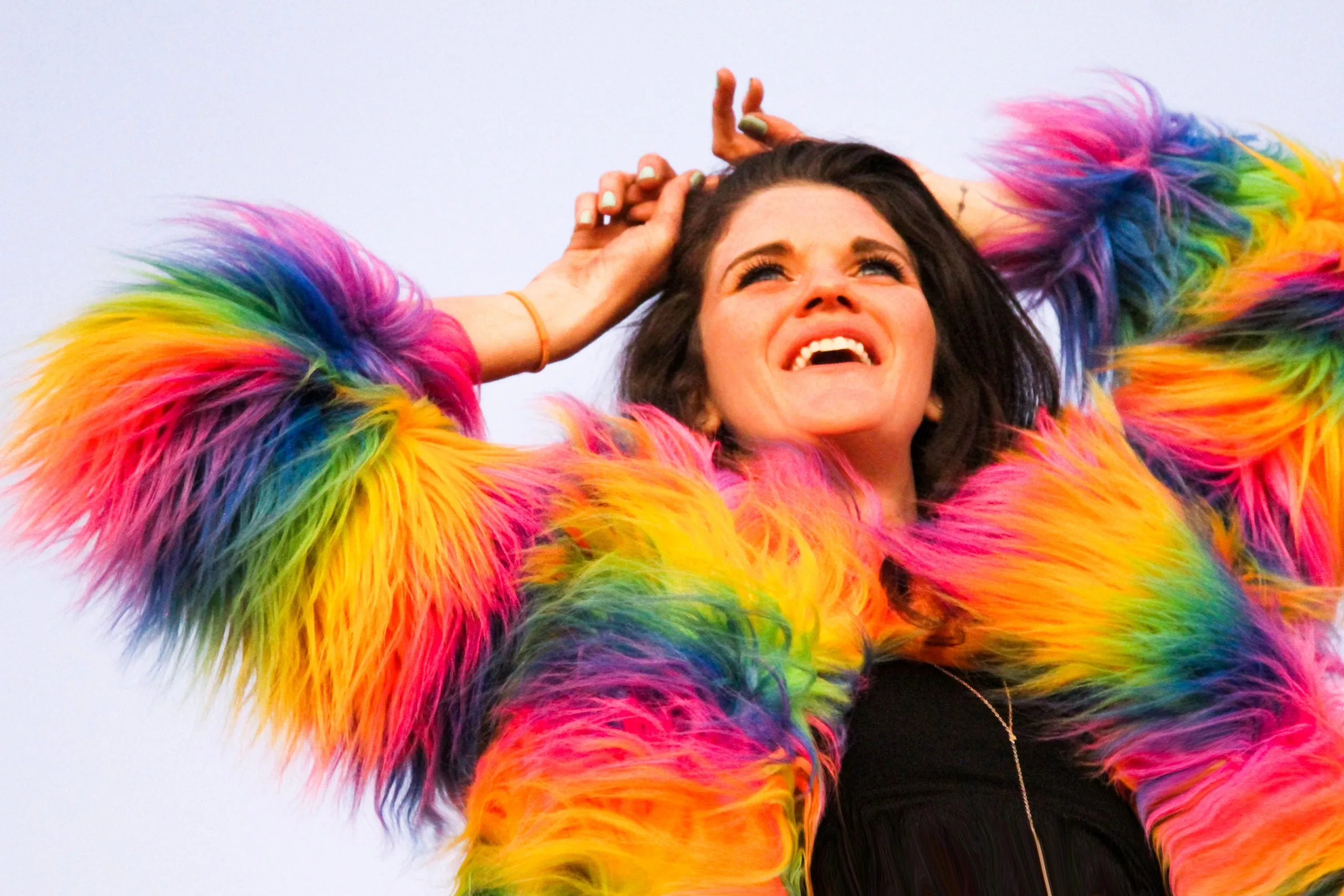 Women's Shaggy Crop Coat in "Rainbow"
